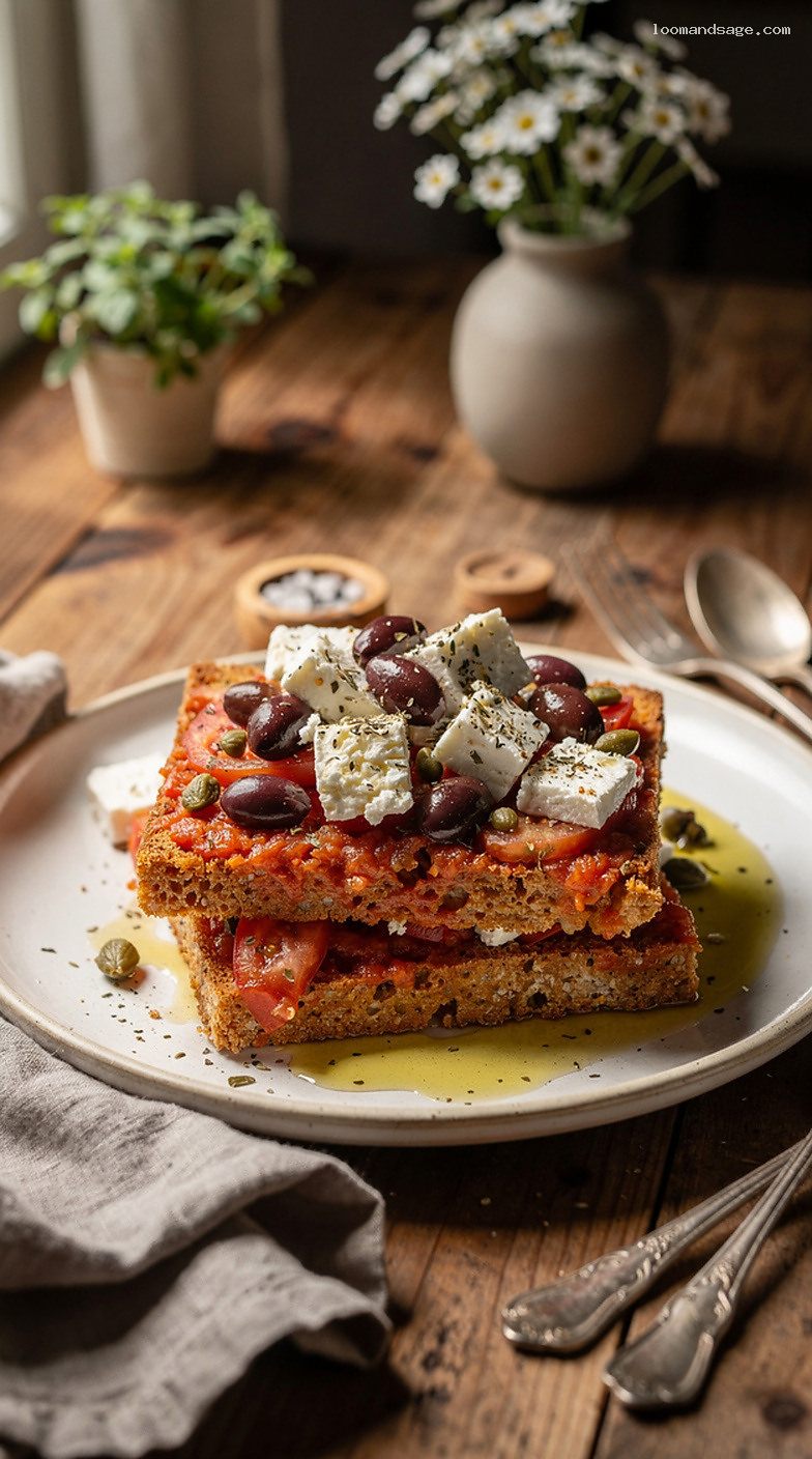 Cretan Dakos Barley Rusk Salad With Tomato and Feta