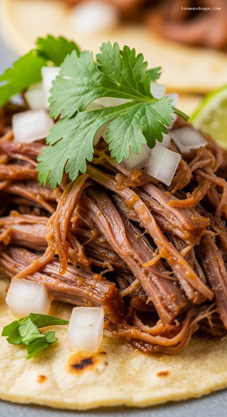 Crispy Slow-Cooked Lamb Carnitas Tacos with Lime – Closeup