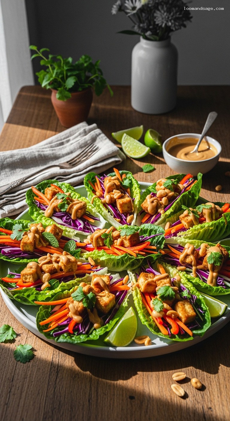 Crispy Tofu Lettuce Wraps With Tangy Peanut-Lime Sauce