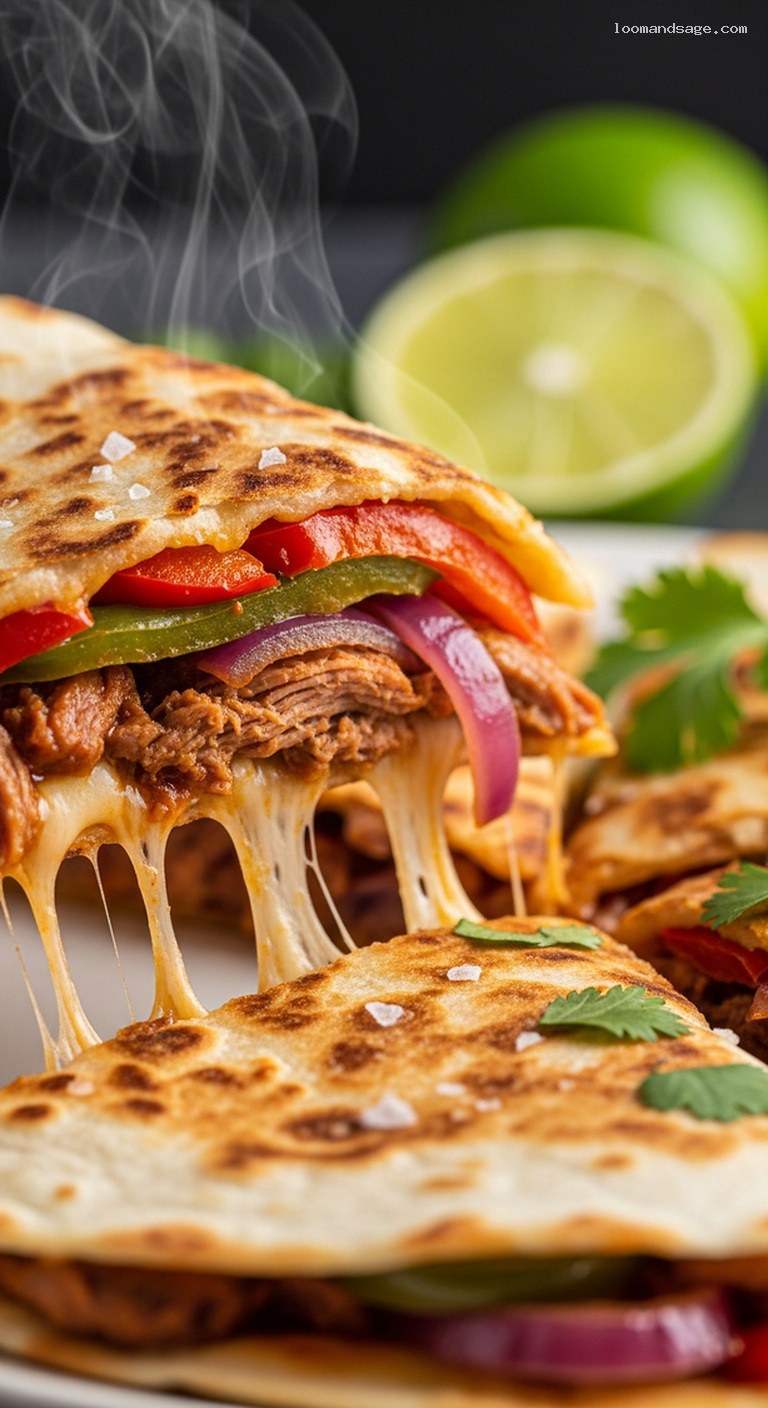 Cumin-Spiced Lamb Quesadillas With Peppers and Onions – Closeup