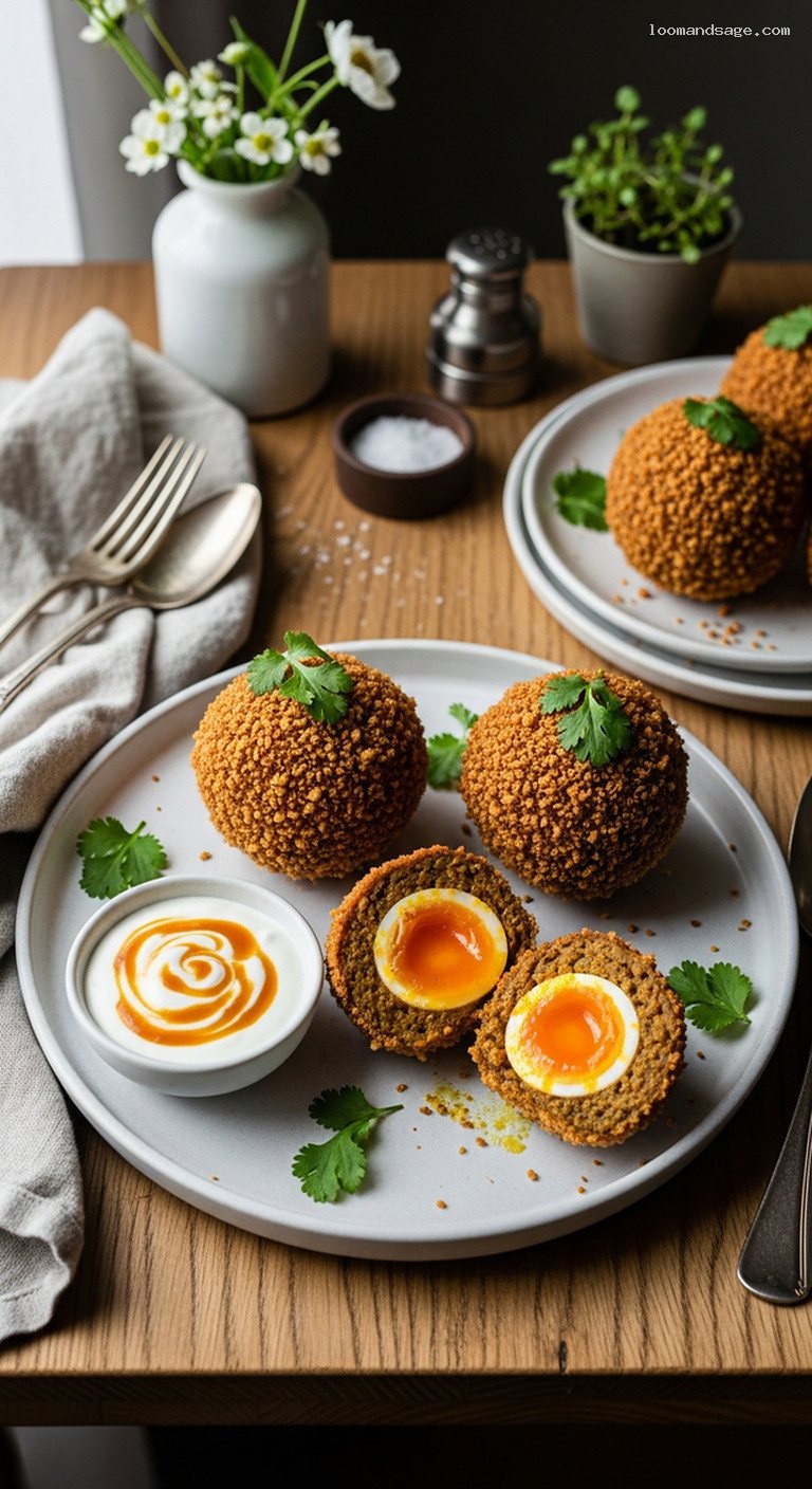 Curried Lamb Scotch Eggs with Soft Centers