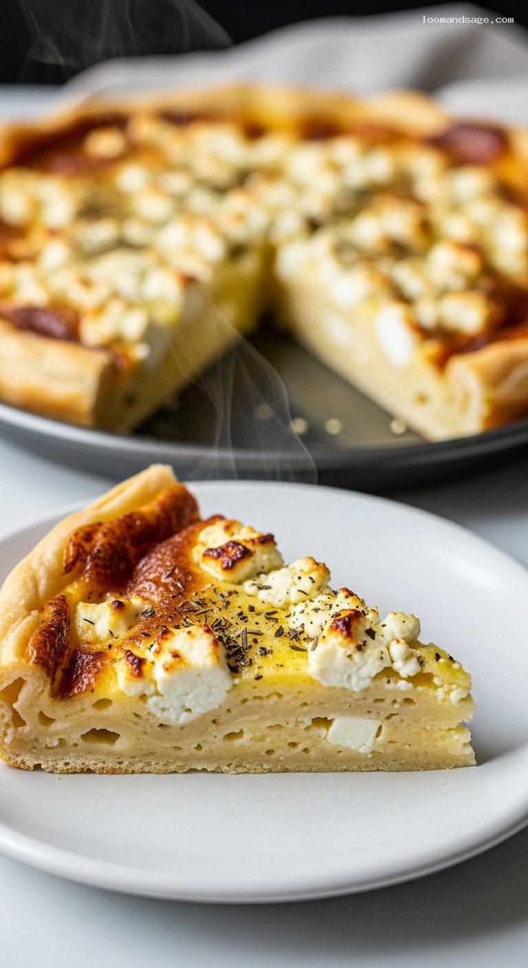 Epirus-Style Alevropita: Thin Rustic Feta Cheese Pie – Closeup