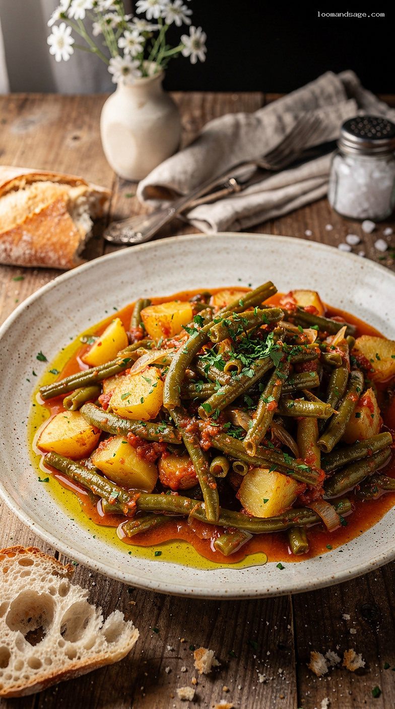 Fasolakia Ladera Greek Stewed Green Beans With Potatoes