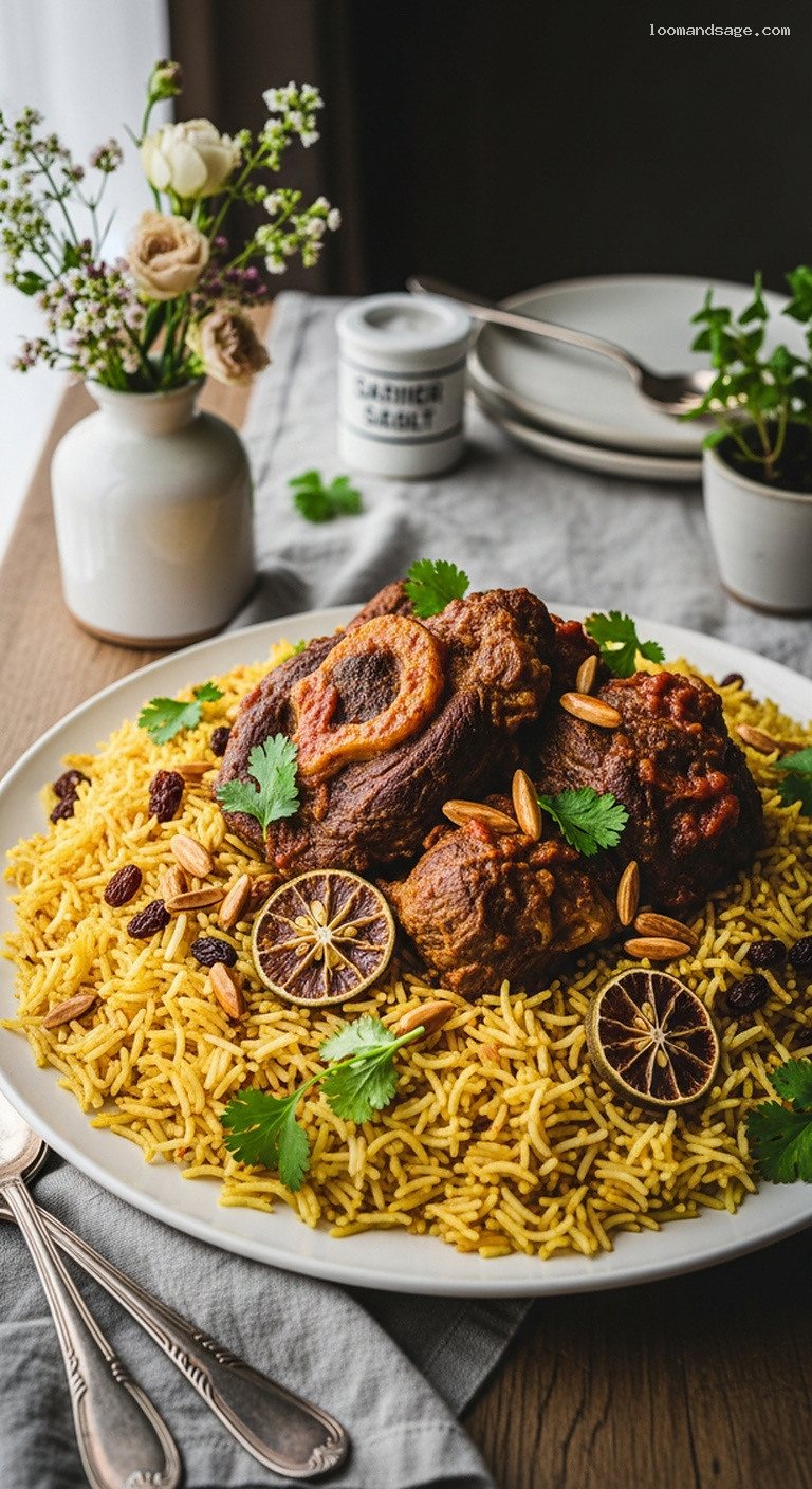 Fragrant Lamb Machboos with Dried Lime Spiced Rice