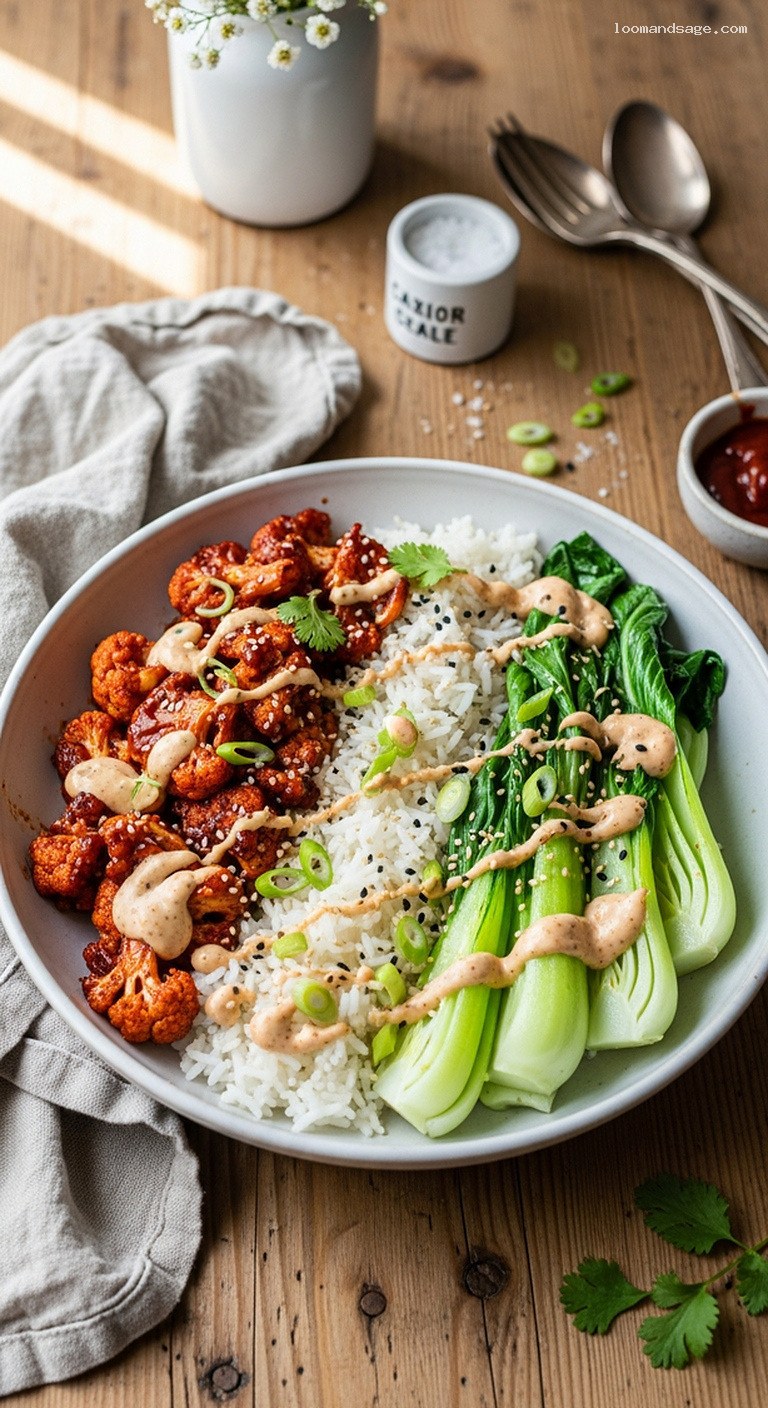 Gochujang Roasted Cauliflower Bowls With Sesame Garlic Sauce