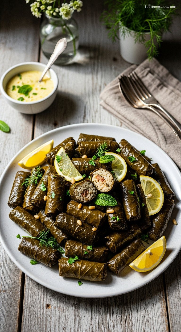 Greek Dolmades: Stuffed Grape Leaves With Herbed Rice