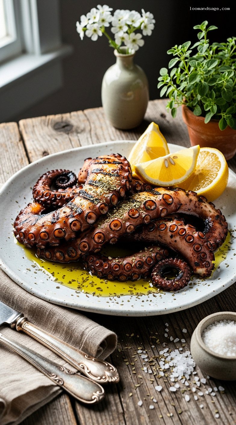 Greek Grilled Octopus With Lemon, Olive Oil, and Oregano