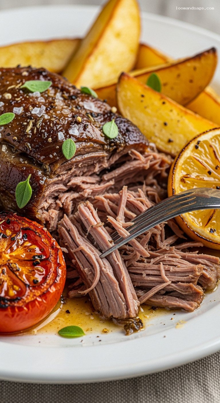 Greek Kleftiko: Slow-Roasted Lamb with Garlic and Lemon – Closeup