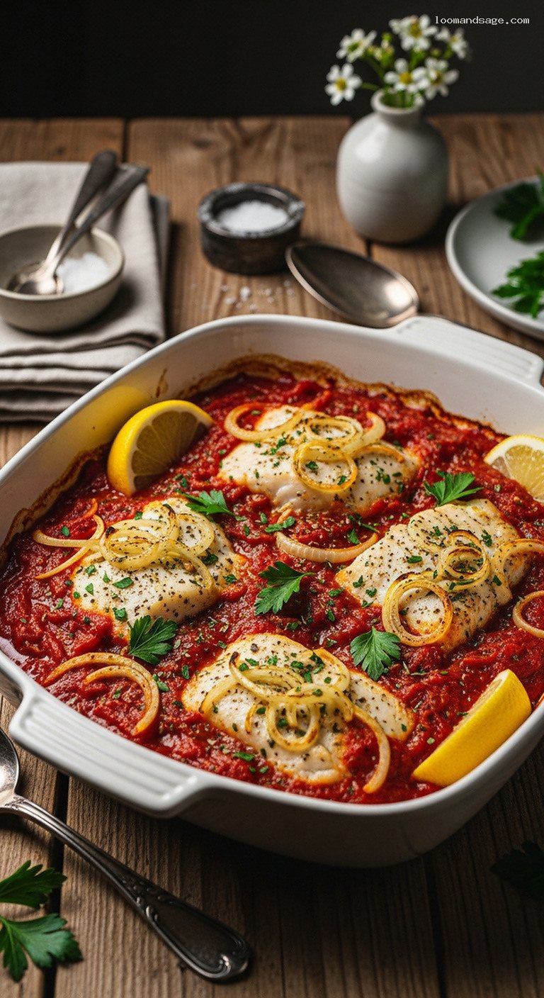 Greek Psari Plaki: Baked White Fish with Tomatoes
