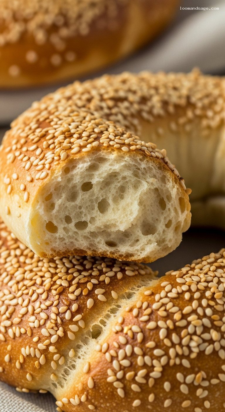 Greek Sesame Bread Rings (Koulouri Thessalonikis) – Closeup