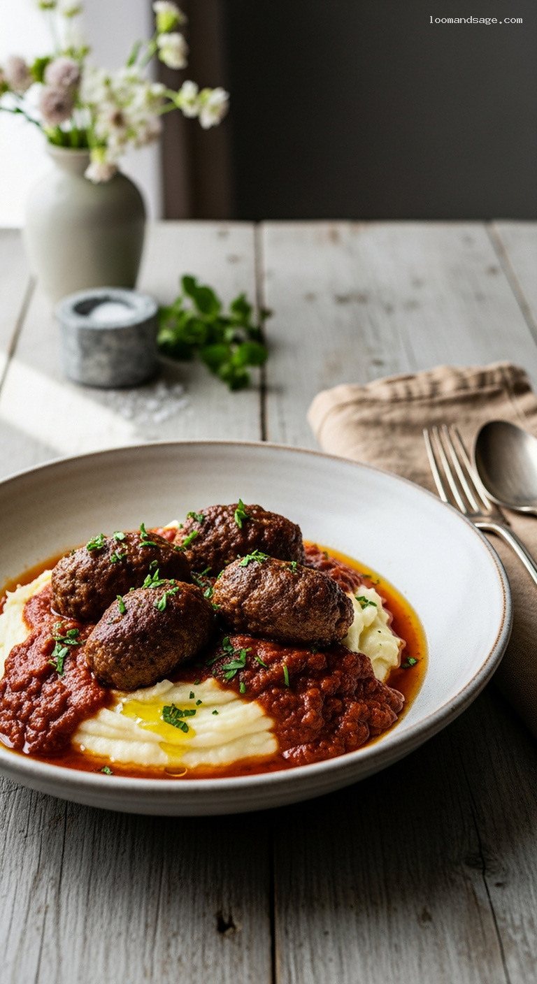 Greek Soutzoukakia Meatballs in Spiced Tomato Sauce
