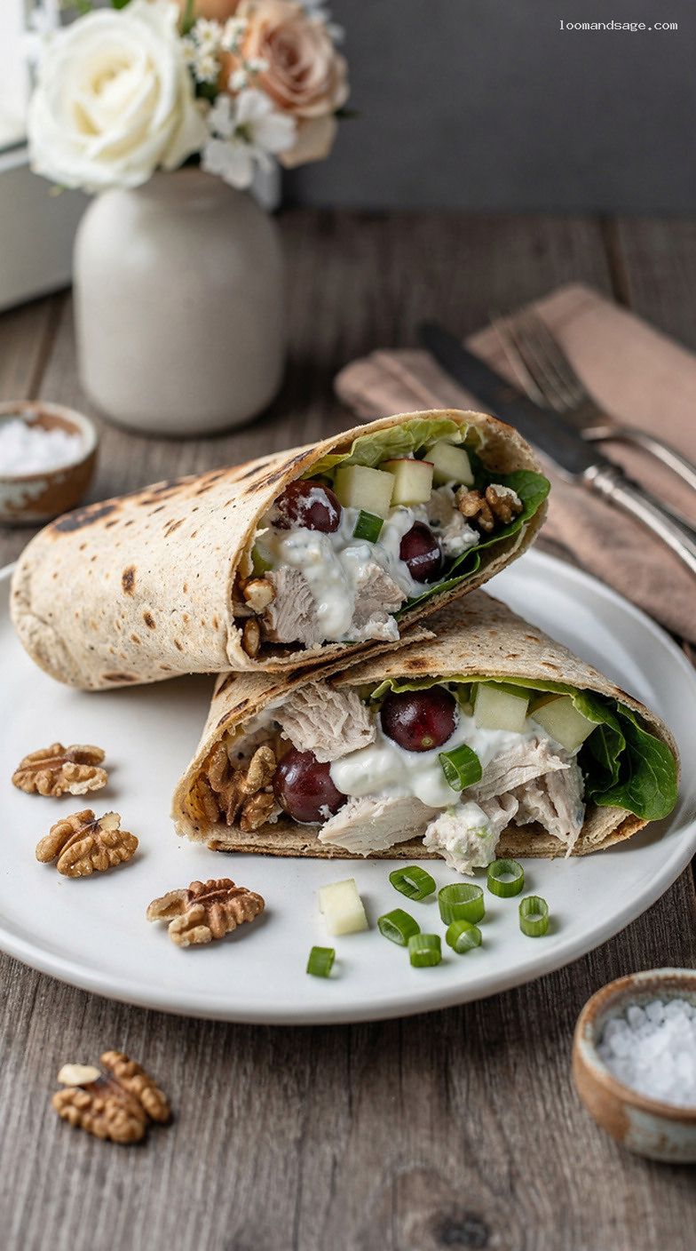 Greek Yogurt Chicken Salad Wraps With Grapes and Walnuts