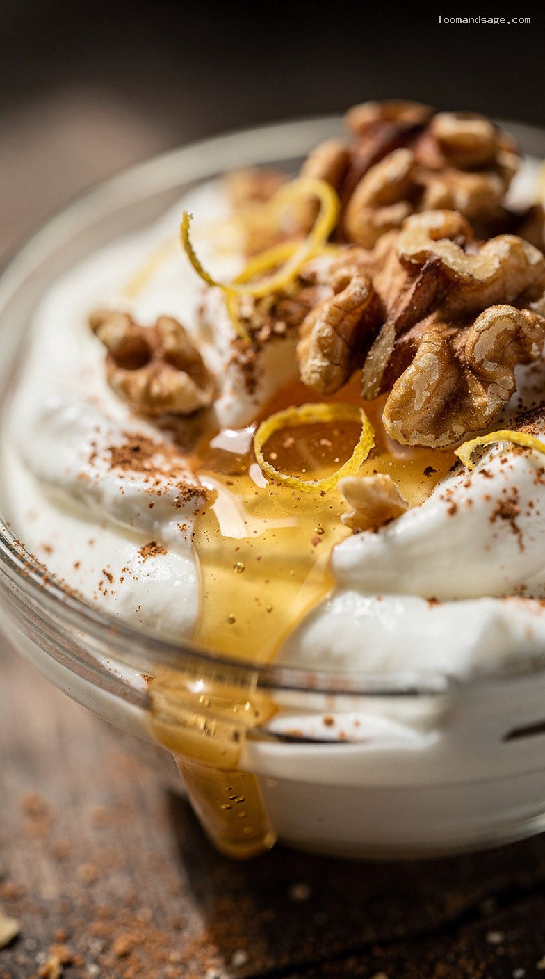 Greek Yogurt with Honey and Walnuts Recipe – Closeup