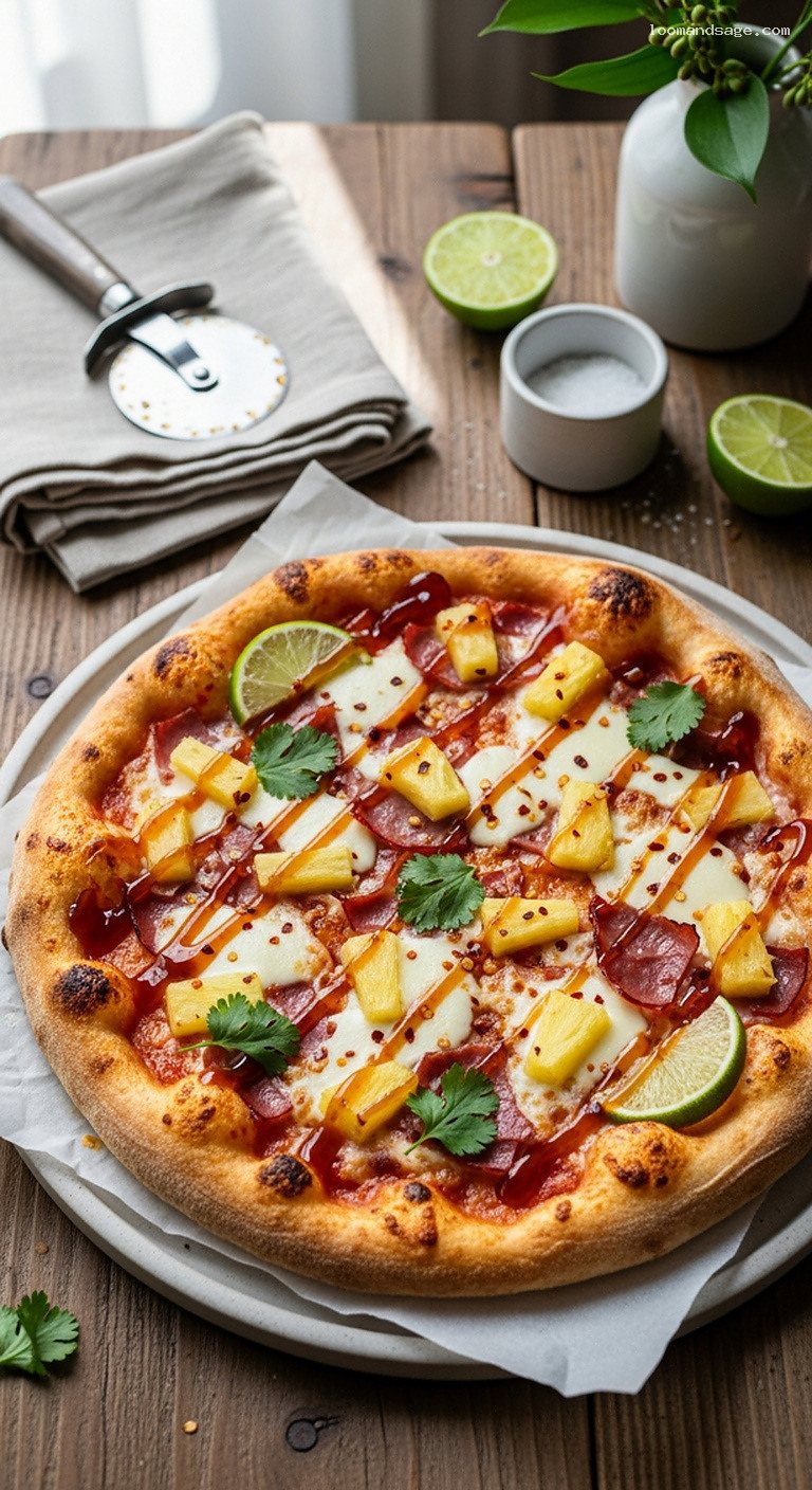Hawaiian Twist Pizza With Caramelized Pineapple and Ham