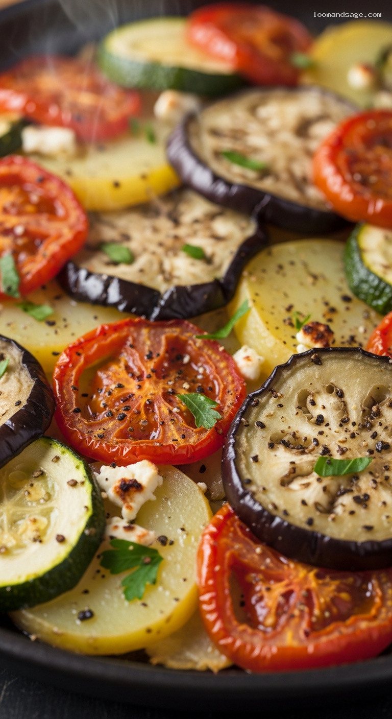 Hearty Mediterranean Briam Roasted Vegetable Medley – Closeup