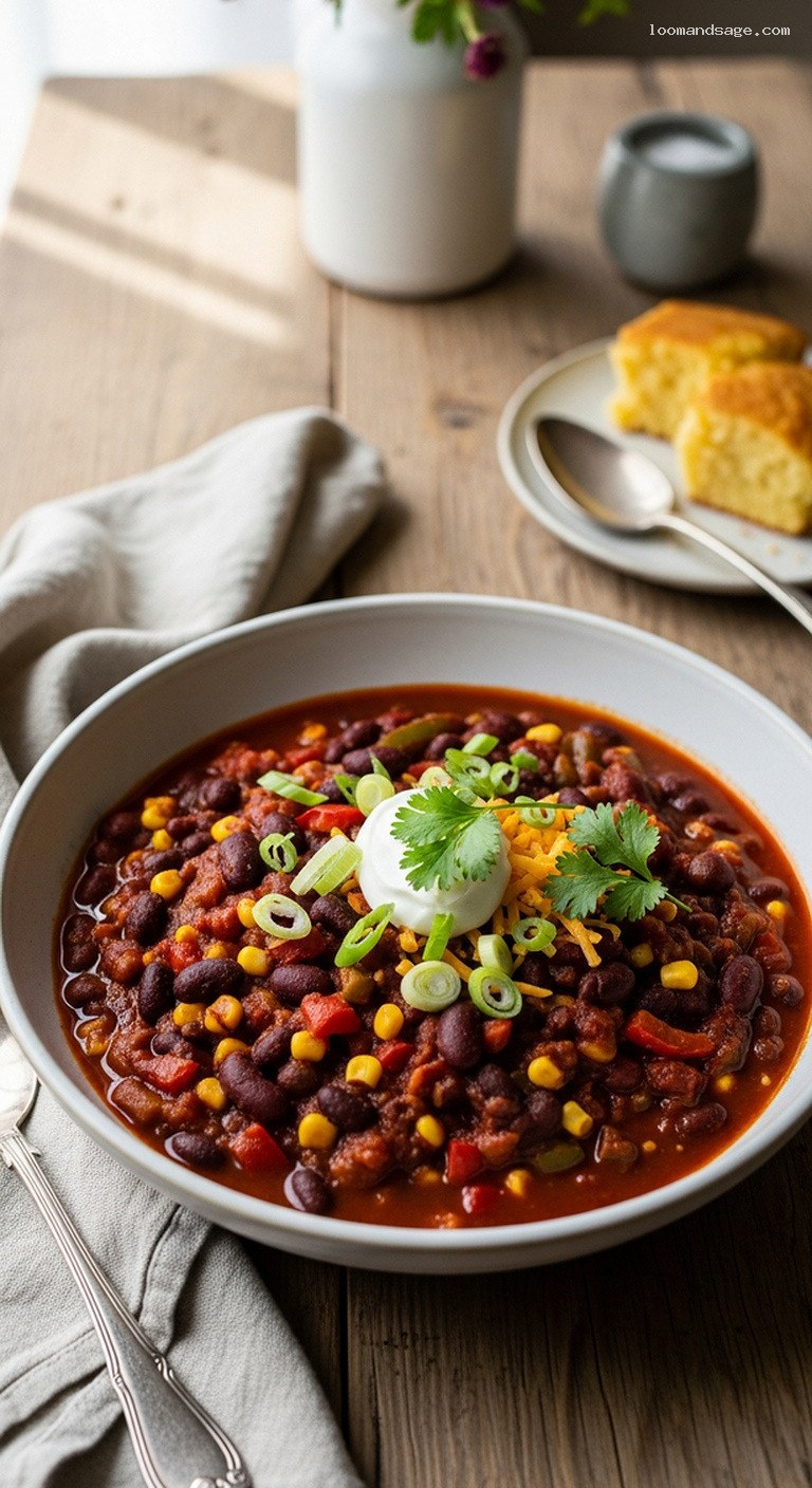 Homestyle Veggie Chili with Cocoa-Rich Depth