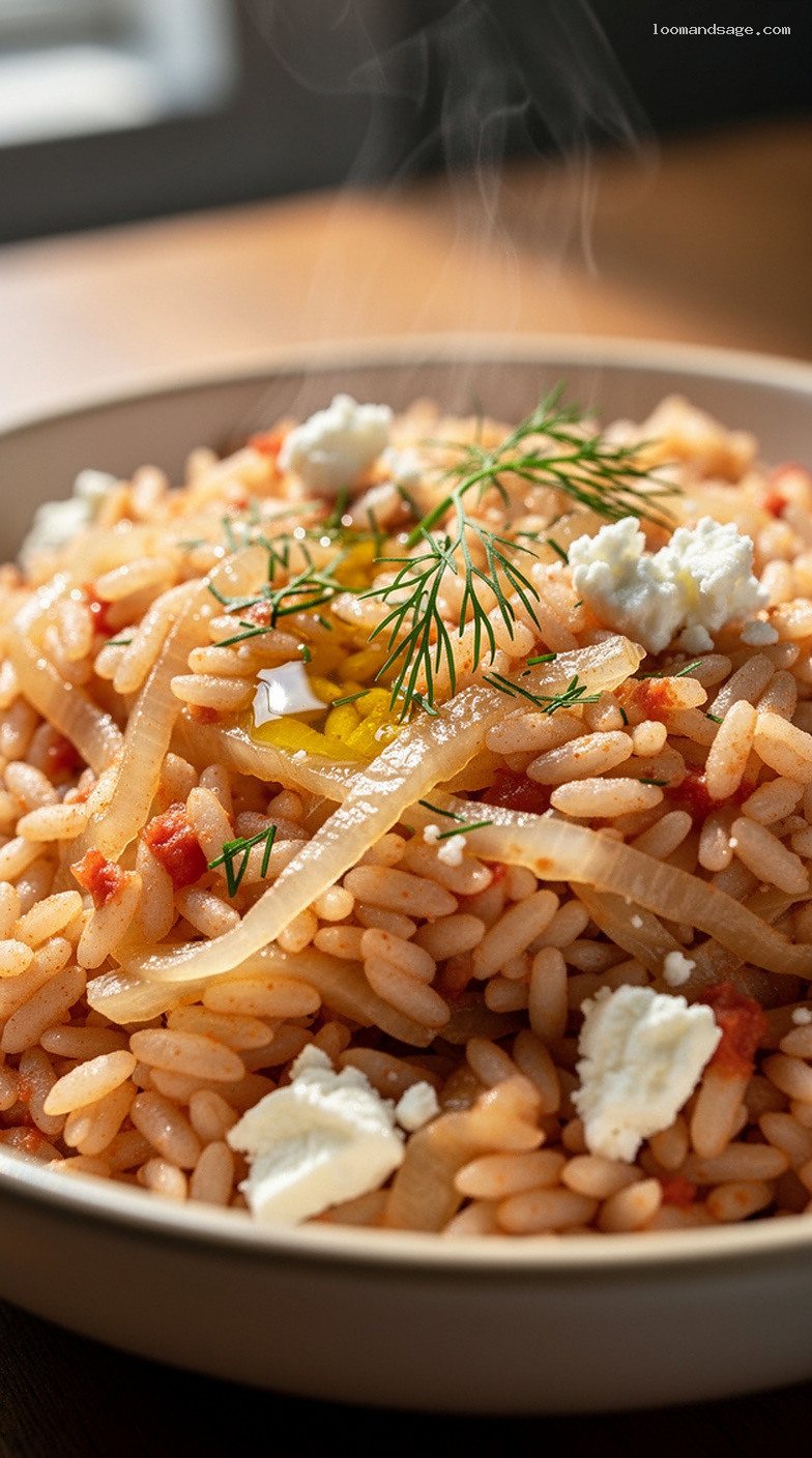 Lachanoryzo Greek Cabbage and Rice with Tomato and Dill – Closeup