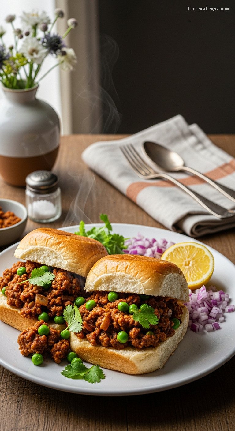 Lamb Keema Pav with Spiced Minced Lamb and Peas
