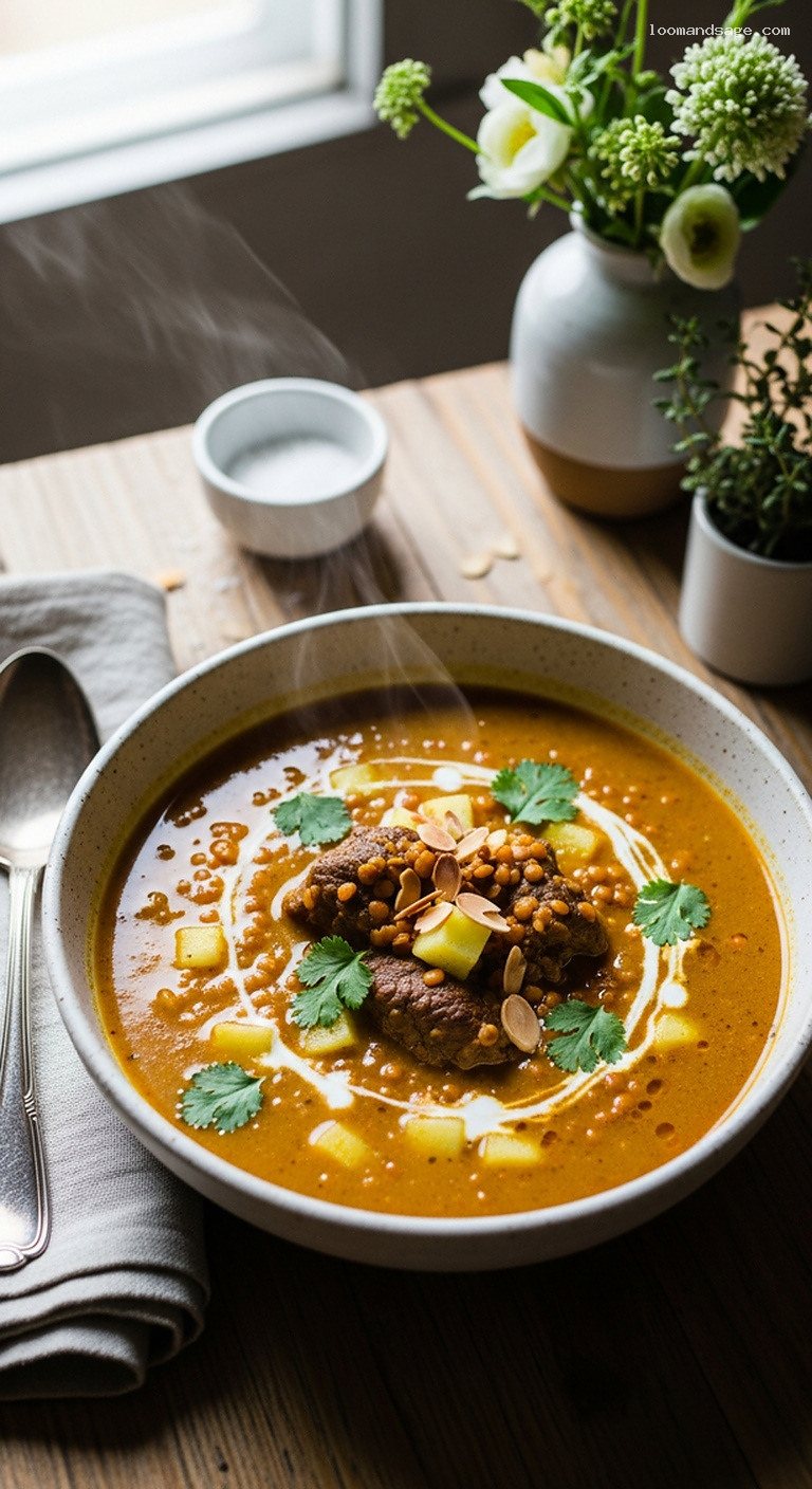 Lamb Mulligatawny Soup With Lentils, Apples, and Curry Spices