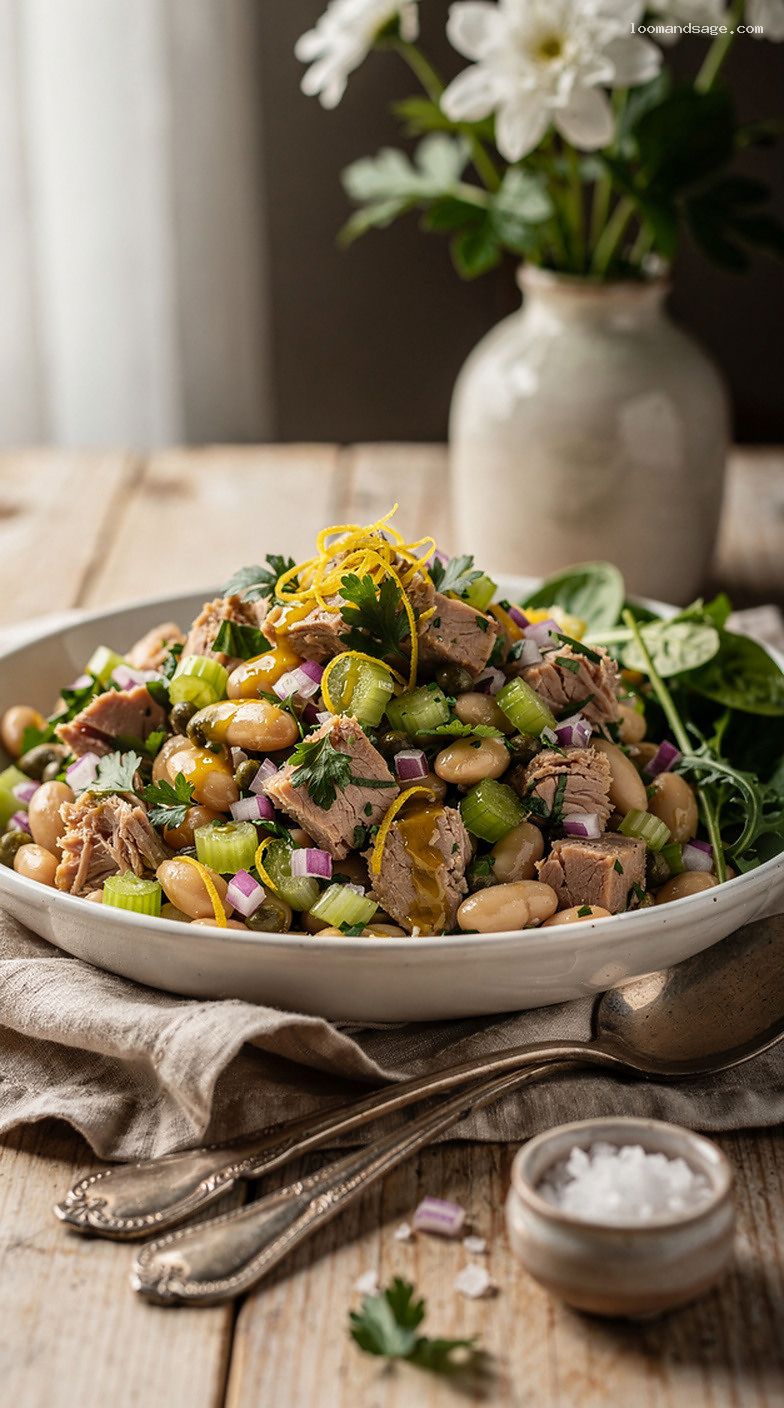 Lemony Tuna and White Bean Salad with Capers and Parsley