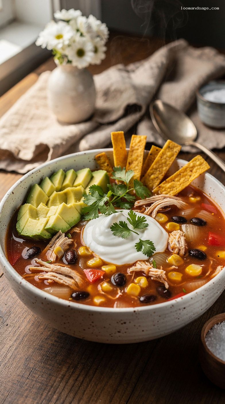 Light Chicken Tortilla Soup With Tomato-Lime Broth and Avocado