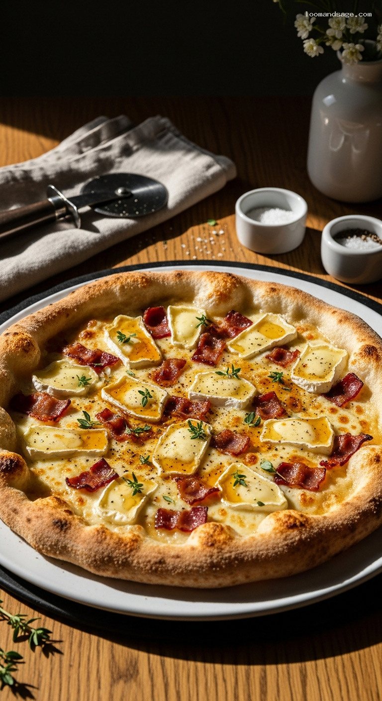 Maple Bacon and Brie Pizza with Mozzarella