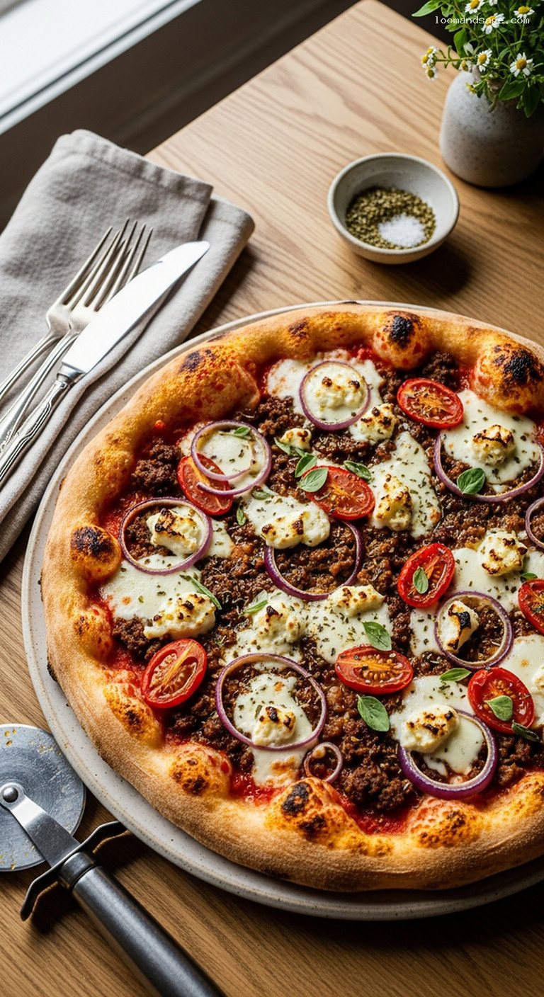 Mediterranean Lamb and Feta Pizza With Oregano