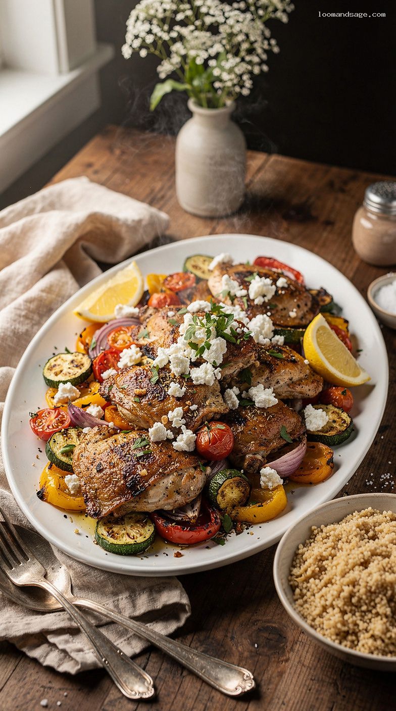Mediterranean Sheet-Pan Chicken and Veggies With Feta