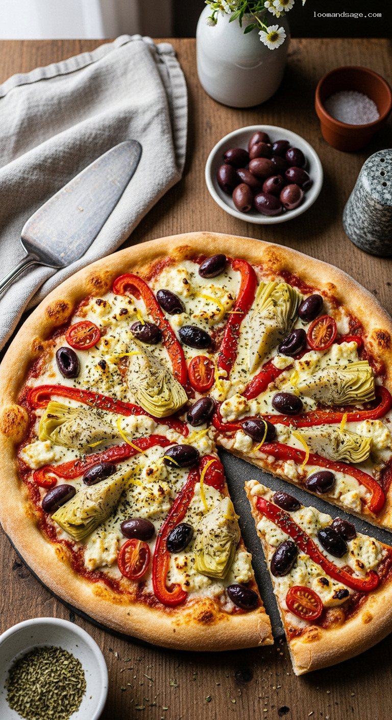 Mediterranean Veggie Pizza With Feta and Olives