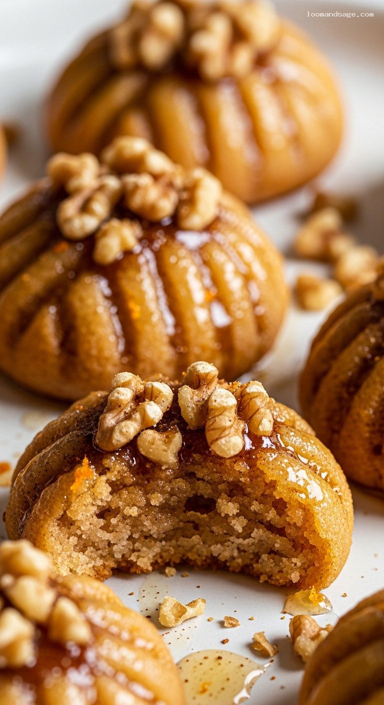 Melomakarona: Greek Honey-Soaked Walnut Cookies – Closeup
