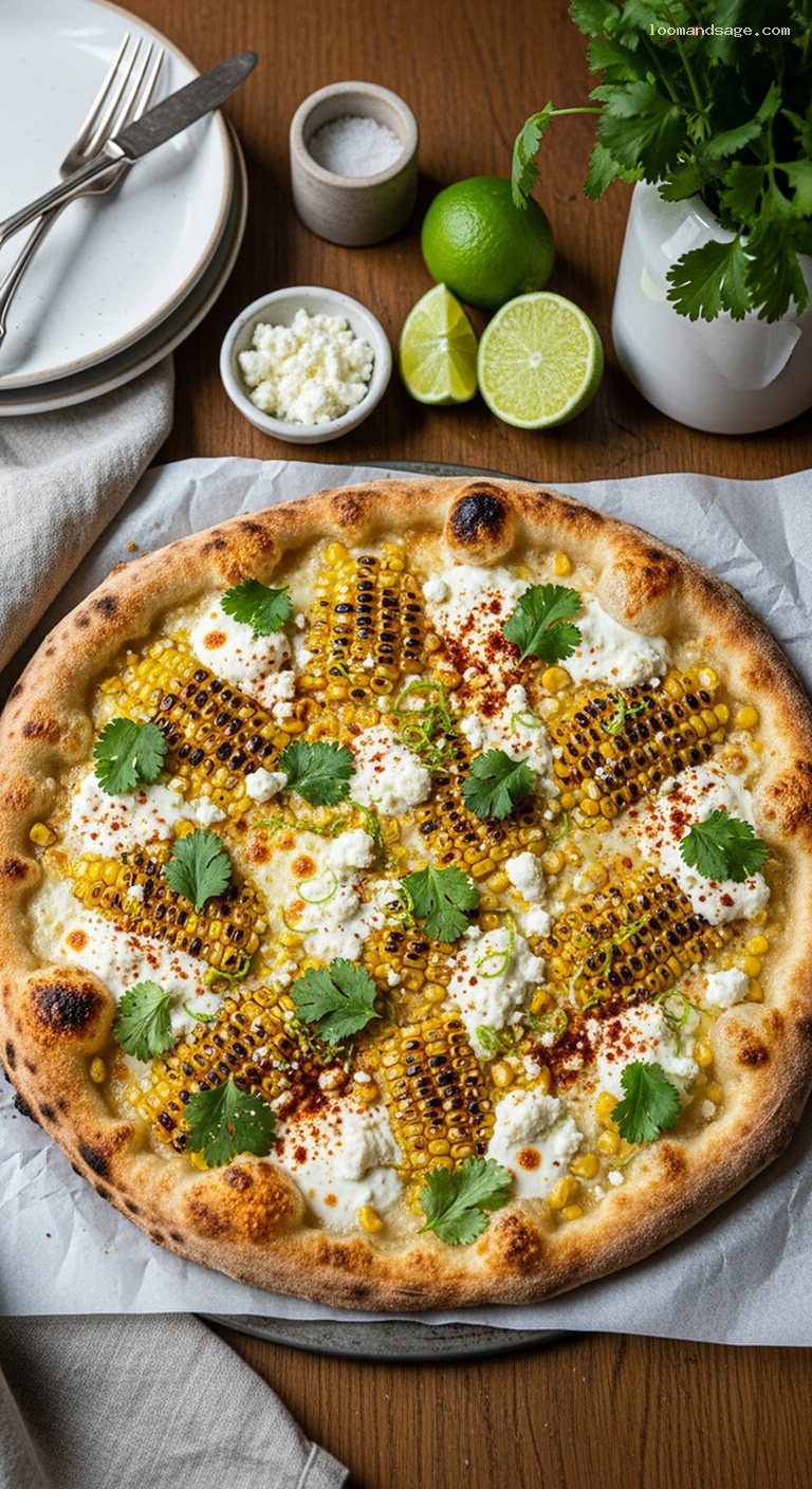 Mexican Street Corn Pizza with Chili and Lime
