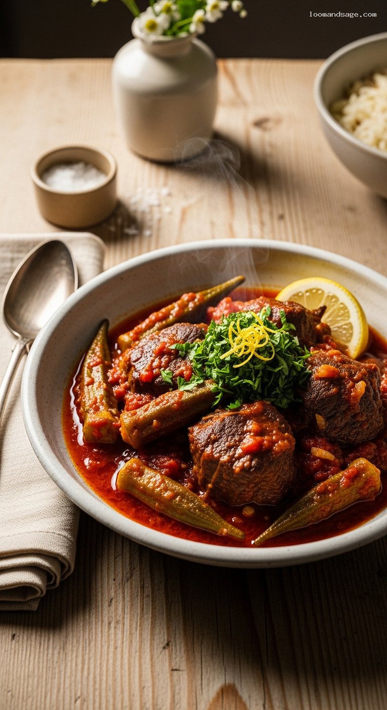 Middle Eastern Lamb and Okra Stew With Tomato and Lemon