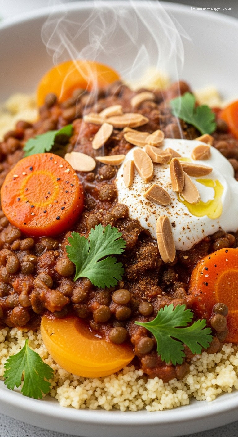 Moroccan Lentil and Apricot Tagine with Warm Spices – Closeup