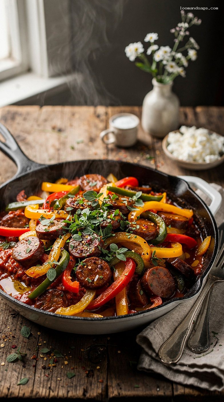 One-Pan Spetzofai With Smoked Sausage and Sweet Peppers