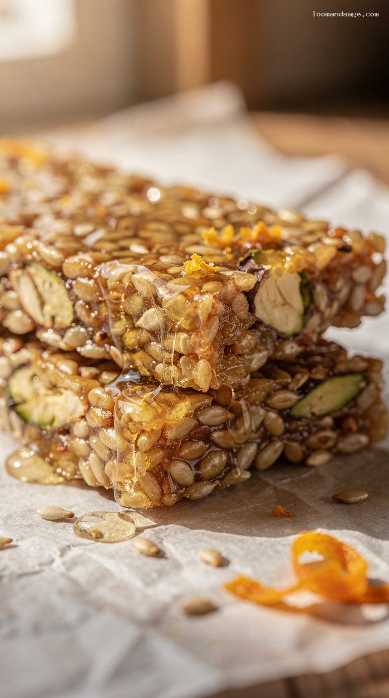 Pasteli Sesame Honey Bars with Toasted Sesame Seeds – Closeup