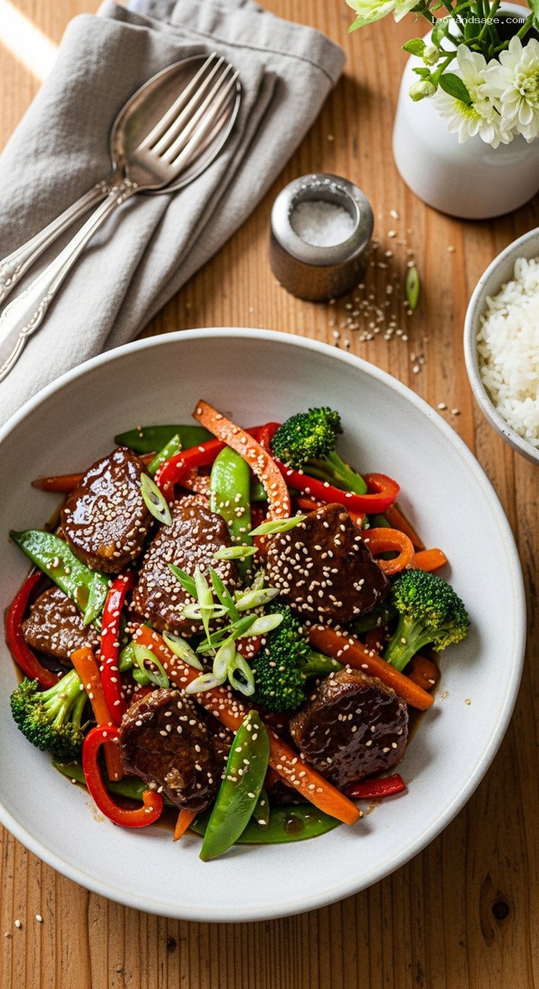 Quick Ginger Garlic Lamb and Vegetable Stir-Fry