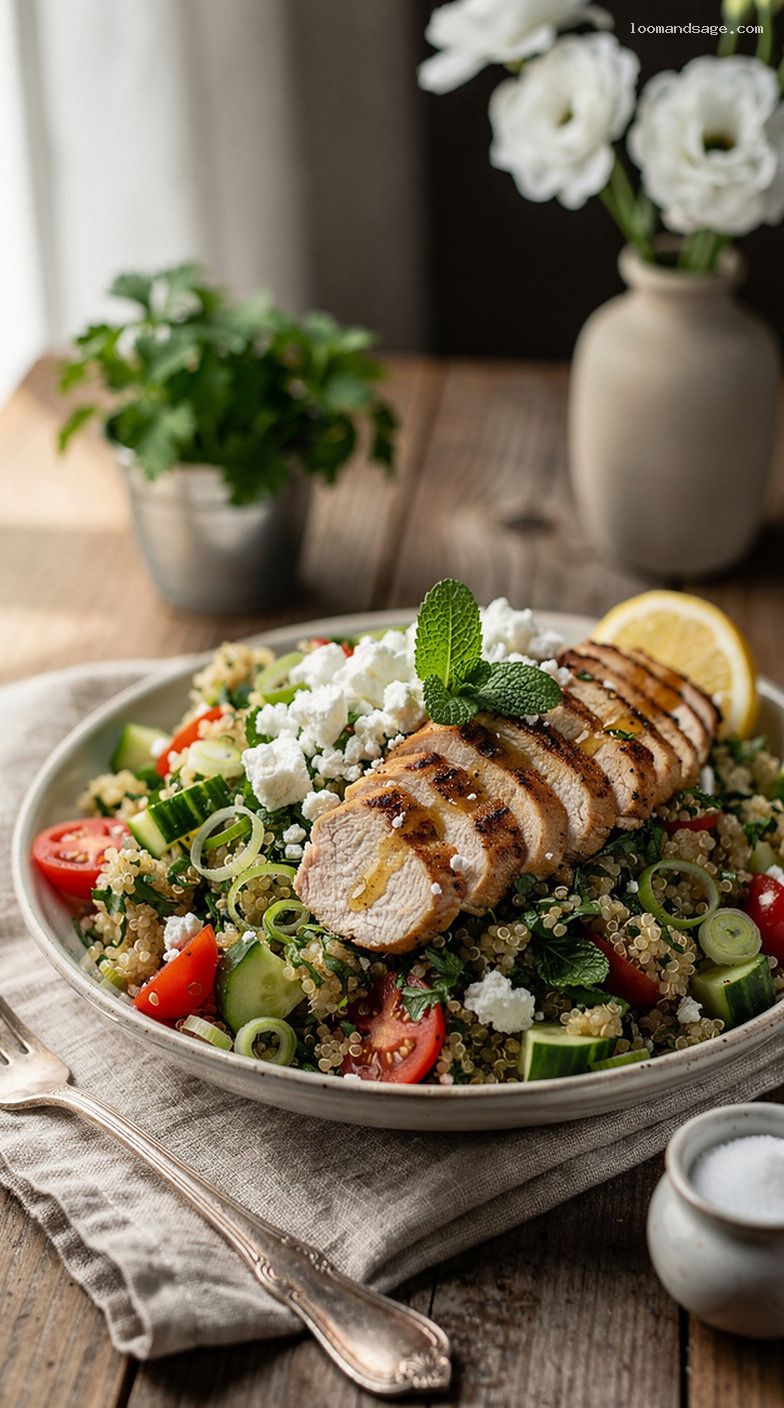 Quinoa Tabbouleh With Grilled Chicken and Feta