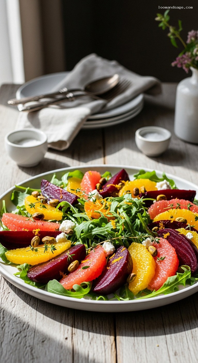 Roasted Beet and Citrus Arugula Salad with Pistachios