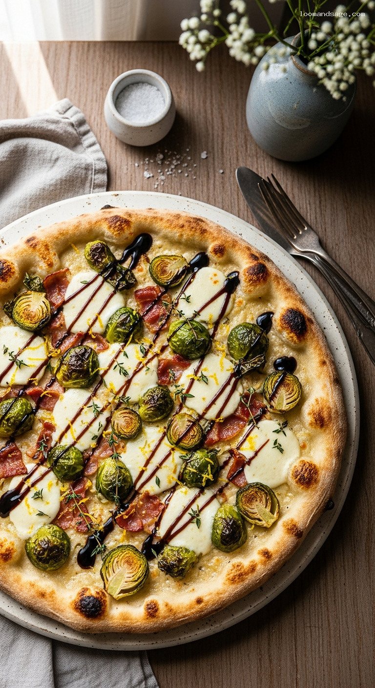 Roasted Brussels Sprouts and Bacon with Balsamic Glaze