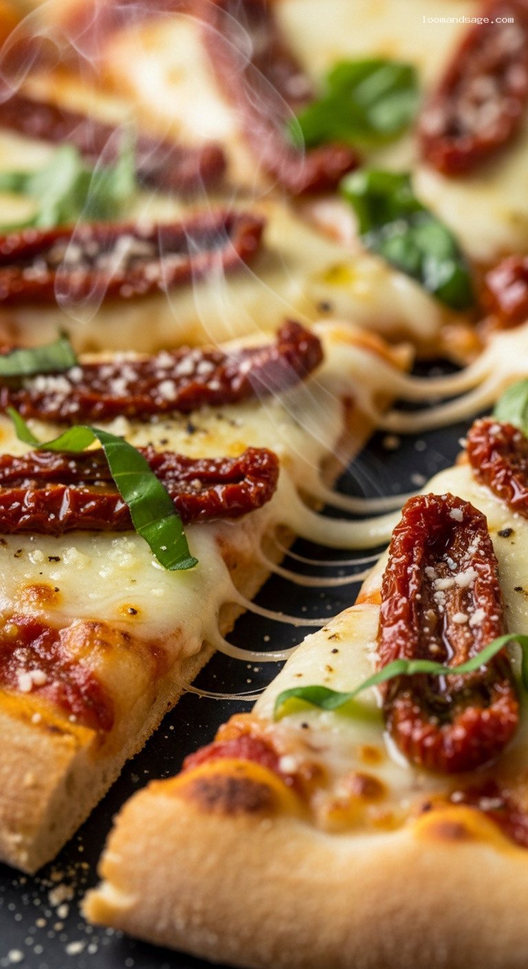 Roasted Garlic & Sun-Dried Tomato Pizza – Closeup