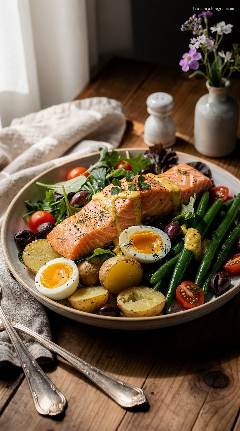 Roasted Salmon Niçoise Salad With Dijon Lemon Vinaigrette