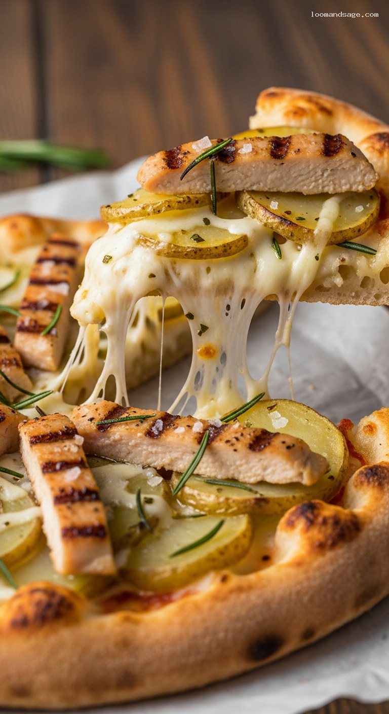 Rosemary Chicken and Potato Bake with Mozzarella – Closeup