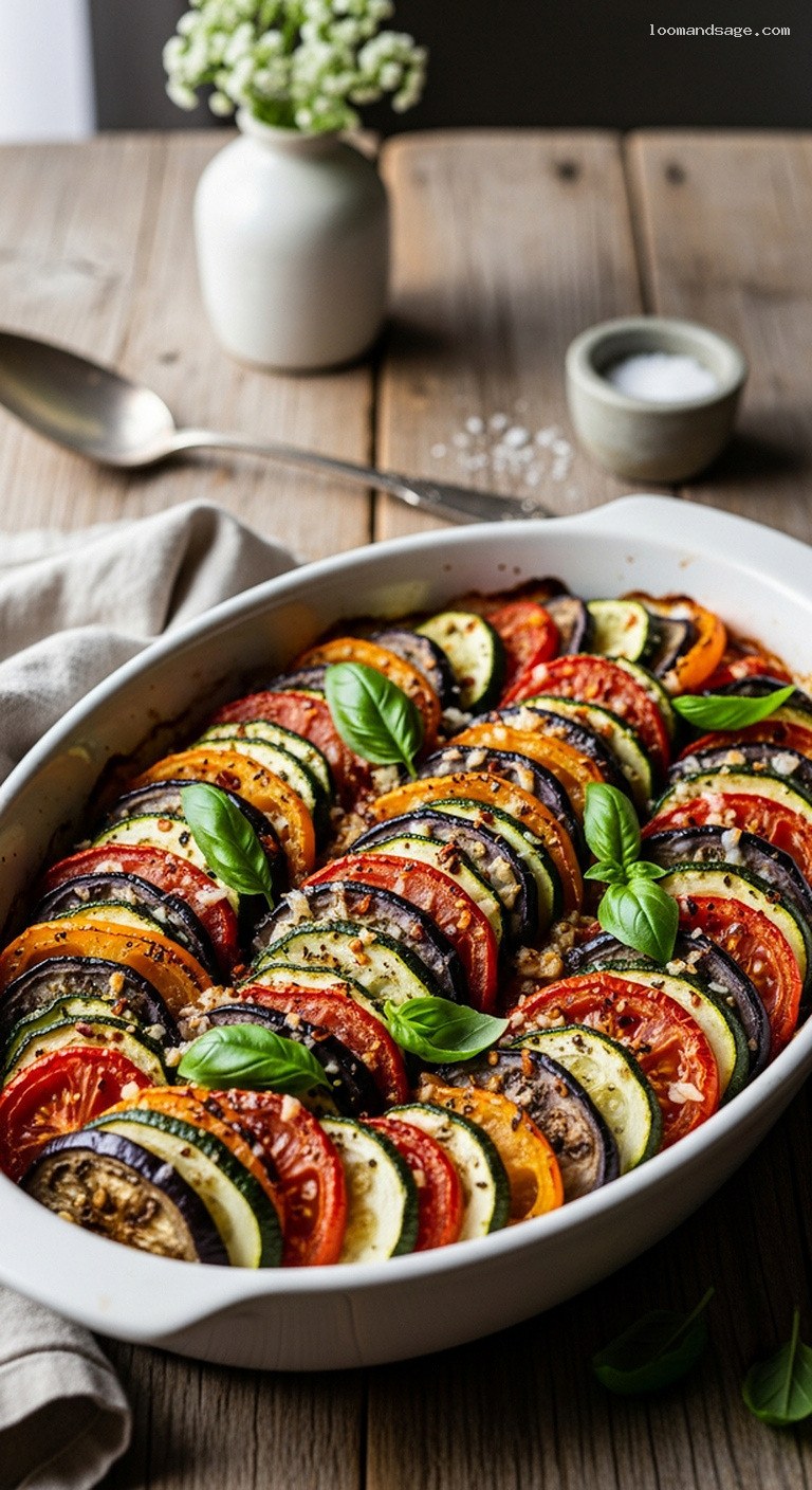Rustic Baked Ratatouille Casserole With Garlic and Basil