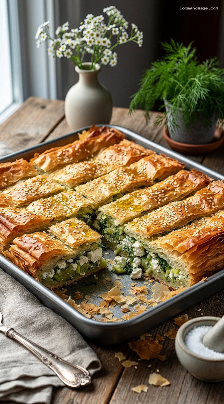 Rustic Greek Zucchini Feta Phyllo Pie (Kolokithopita)