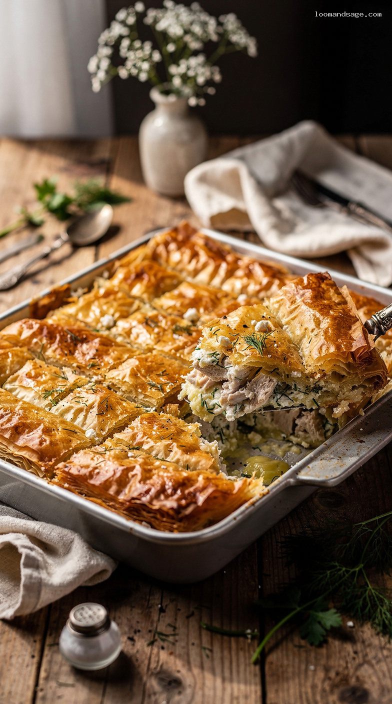 Rustic Kotopita Greek Chicken Pie With Buttery Phyllo