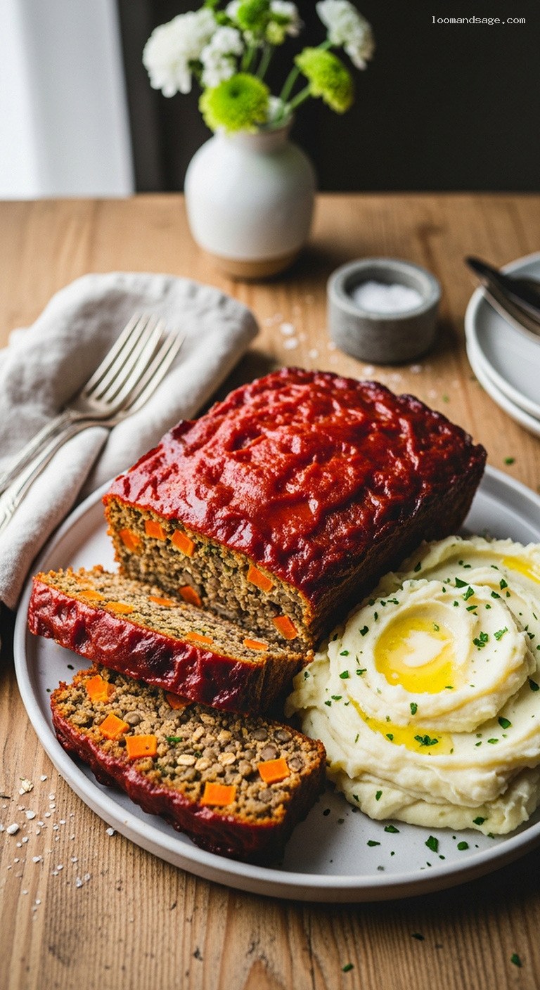Rustic Lentil Loaf with Tangy Tomato Glaze