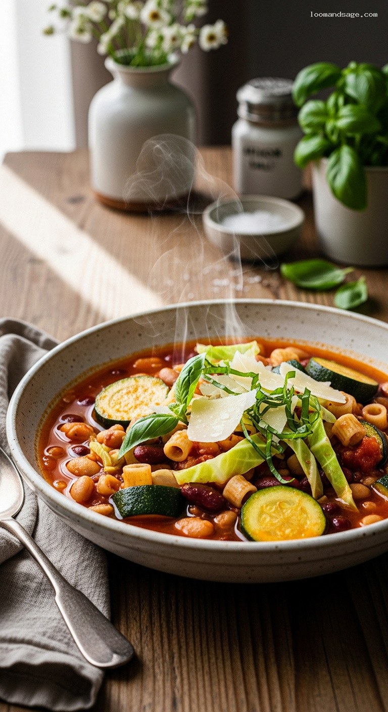 Rustic Minestrone with Zucchini, Beans, and Basil