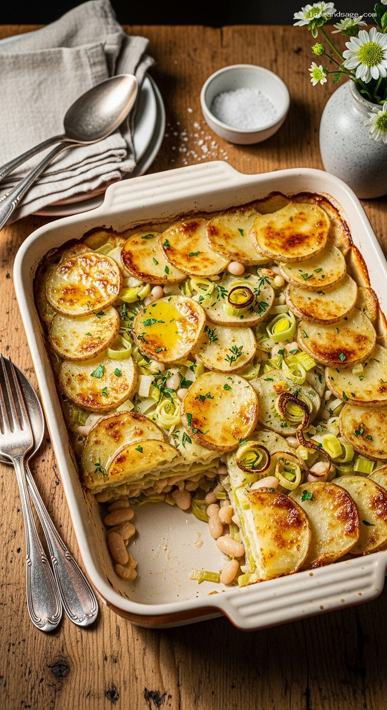 Rustic Potato, Leek, and White Bean Gratin Bake