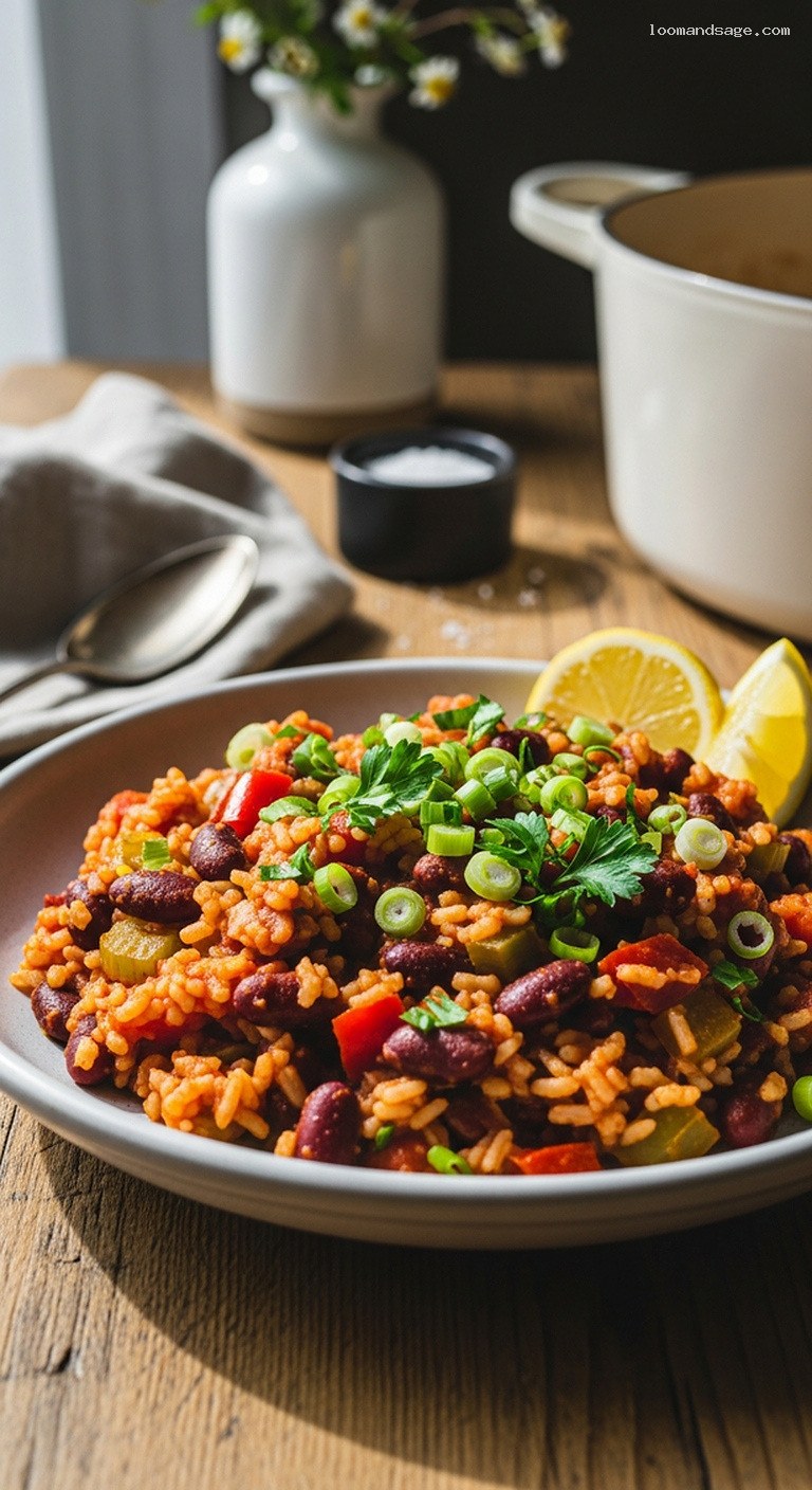 Rustic Vegetarian Jambalaya With Kidney Beans and Peppers