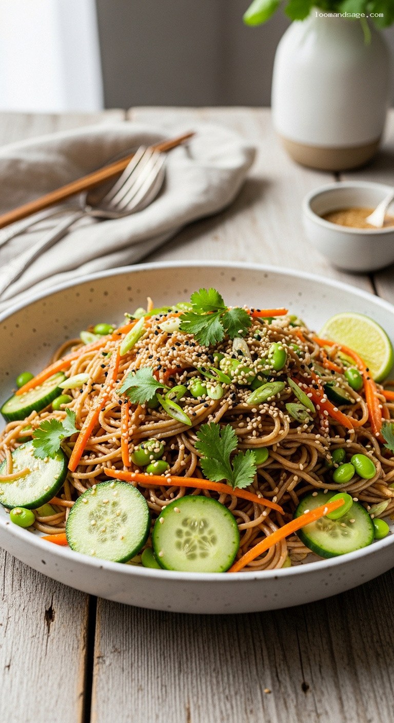 Sesame Ginger Soba Noodle Salad With Crunchy Veggies